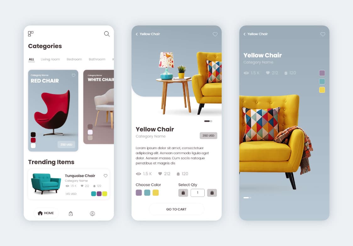 Interface moderne d'un site e-commerce avec produits et panier